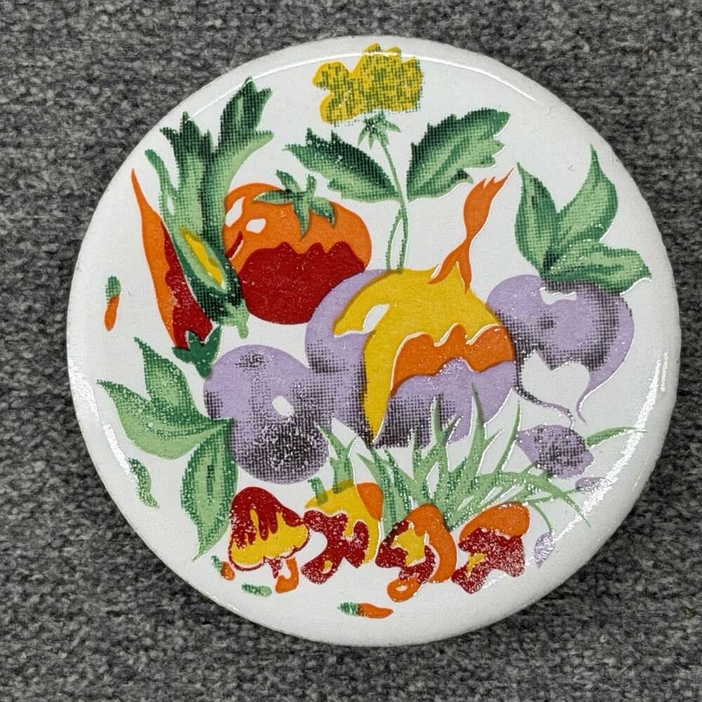 Vintage Wild Produce Vegetables Mushrooms Tomato Onion Cottagecore Fridge Magnet